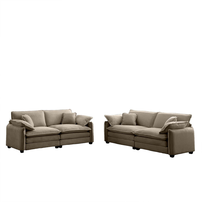 Modern Living Room Sofa Two-Piece Set, Suitable for Living room and Bedroom Sofa Set, Consists of two pieces of 2 Seater Sofa,Tan Corduroy