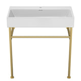 Ceramic Console Bathroom Sink With Overflow