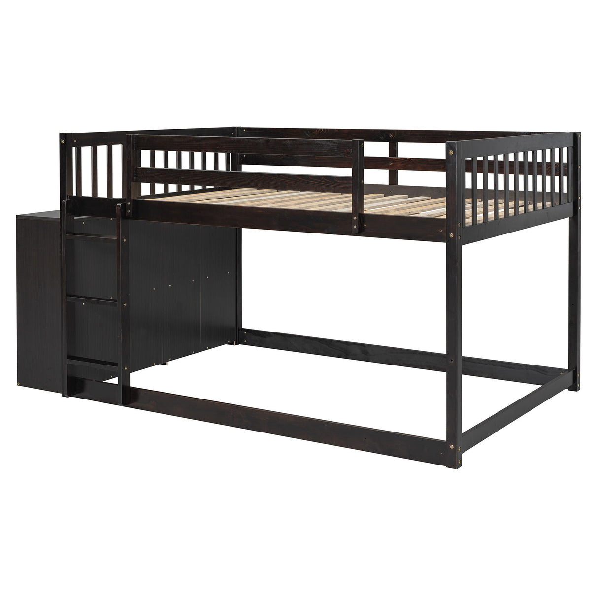 Full Over Full Bunk Bed With Storage Drawers And Shelves - Espresso
