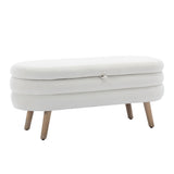 Velvet Fabric Storage Bench With Wood Legs