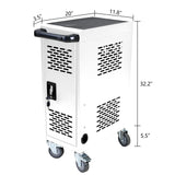 16 Bay Mobile School Charging Cart Station For Chromebook, Tablet And Laptop Computer With Power Strip Included
