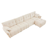 Elegant Sofa Set With Ottoman And Pillows, Textured Chenille, High Resilience Cushions