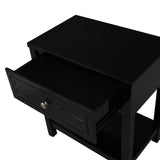 Dylan - Wooden End Side Table Nightstand With Glass Top And Drawer