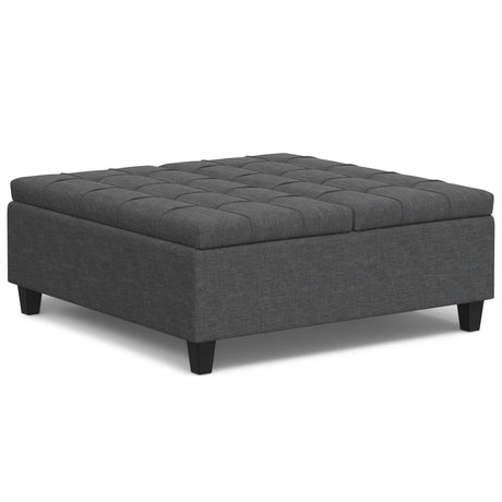 Harrison - Multifunctional Large Square Coffee Table Storage Ottoman - Gray
