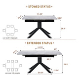 Rectangular Dining Table With Geometric Legs For Dining Room - Light Gray