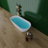 63" Shiny Acrylic Freestanding Soaking Bathtub With Chrome Overflow And Drain, Cupc Certified 22A09-63 - White