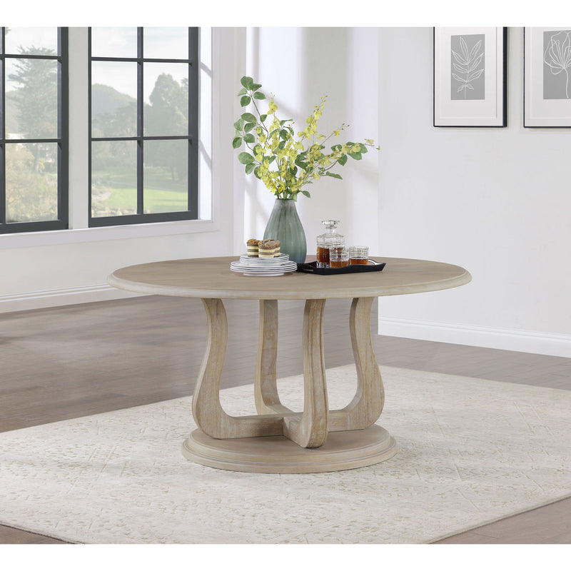 Verdugo - Round Dining Table With Pedestal Base - White Washed