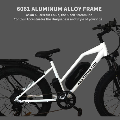26" 750W Camouflage Electric Bike Fat Tire P7 48V 12.5Ah Removable Lithium Battery For Adults With Detachable Rear Rack Fender S07 - G - White