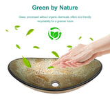 Tempered Glass Vessel Sink With Boat Shape Pop-Up Drain