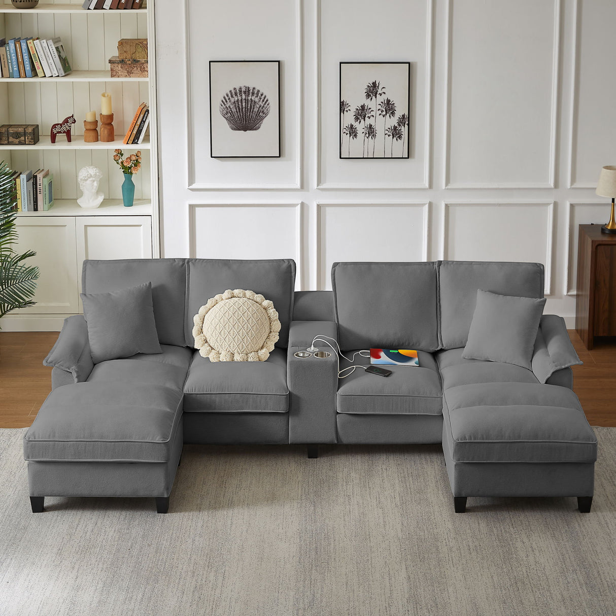 Modern U-Shaped Sectional Sofa Bed With Storage