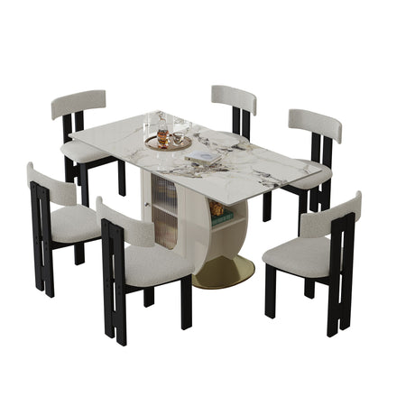 Modern Dining Table Set With Storage, Includes Chairs