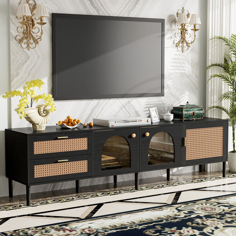 TV Stand With App-Controlled LED Lights, 2 Drawers & Door Storage