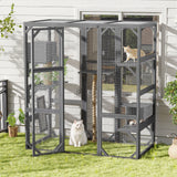 Outdoor Cat House, Diy Cat Enclosure Catio With Double Enter Doors