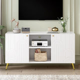 Modern TV Stand With Adjustable Shelf, Handles And Anti-Tip Device