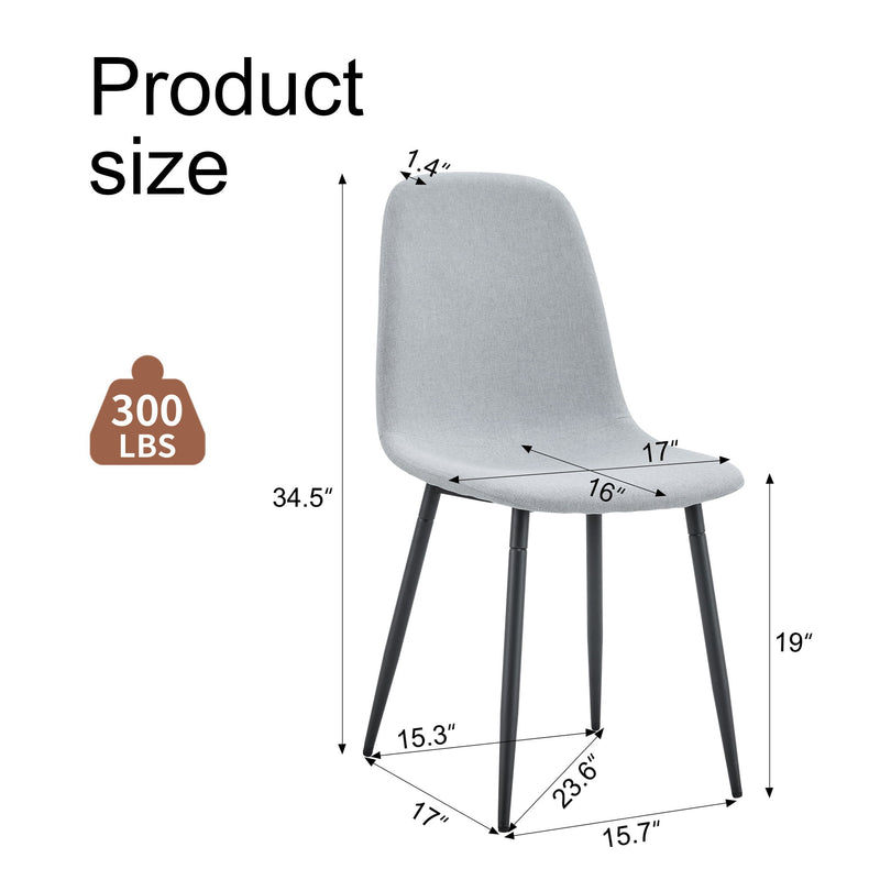 Modern Medieval Style Cushioned Side Chairs Set With Metal Legs For Kitchens