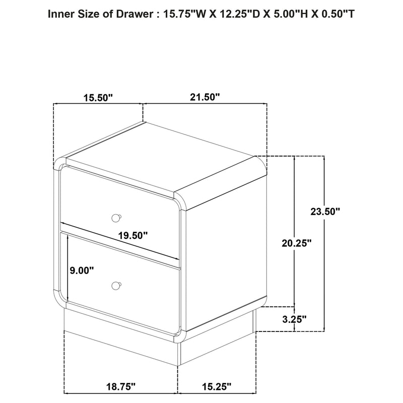 Burton - 2 Drawer Nightstand - Black
