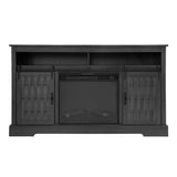 Fireplace TV Stand For Tvs Up To 65", Entertainment Center With 23" Electric Fireplace, Farmhouse TV Stand Industrial Media Console With Sliding Barn Door For Living Room - Dark Gray