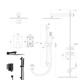 Wall Mounted Square Shower System With Adjustable Slide Bar, Rainfall Shower Head, 10 " - Oil-Rubbed Bronze