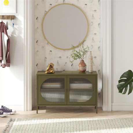 Luna - Wide 2 Door Accent Cabinet - Olive Green