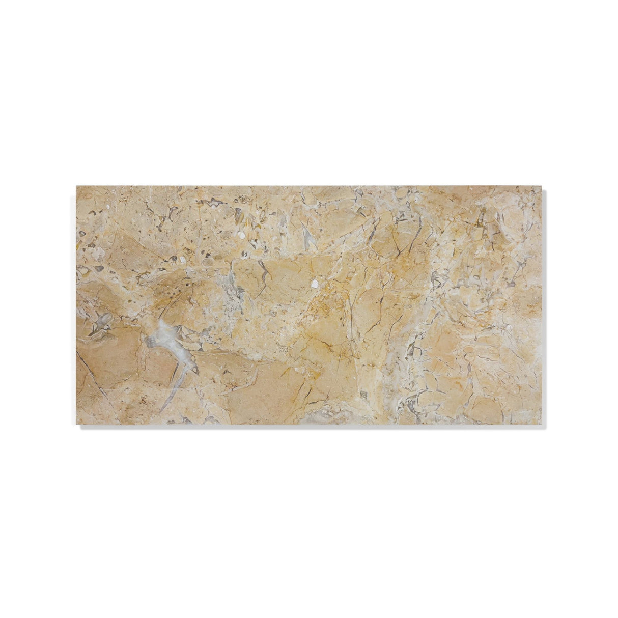 Marble Tile For Floor And Wall Honed 12 X 24" Stone (Set of 4) - Beige / Gold