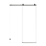 Frameless Single Sliding Soft Close Shower Door, 5 / 16" Clear Nano Coated Tempered Glass And 304 Stainless Steel Handle - Matte Black