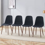 Luxury Simple Chair (Set of 4) Linen Cotton High Resilience Dining Chair With Metal Color Leg - Black / Walnut