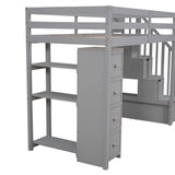 Loft Bed With Storage Drawers And Stairs With Shelves