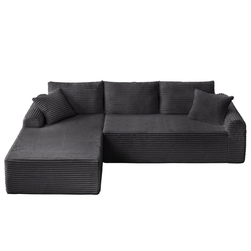 Modular Sectional With Arched Armrests, Includes 3 Back Cushions & 2 Throw Pillows