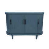 Curved Sideboard Wooden Console Table With 4 Doors And Adjustable Shelves For Living Room - Blue