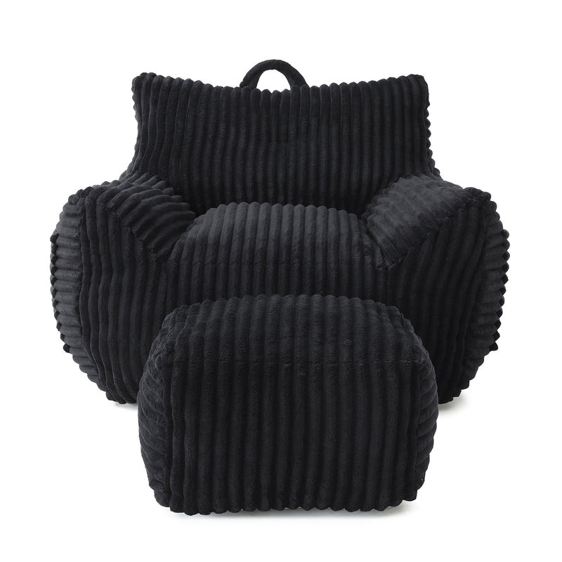 Giant Bean Bag Chair With Armrests And Footstool