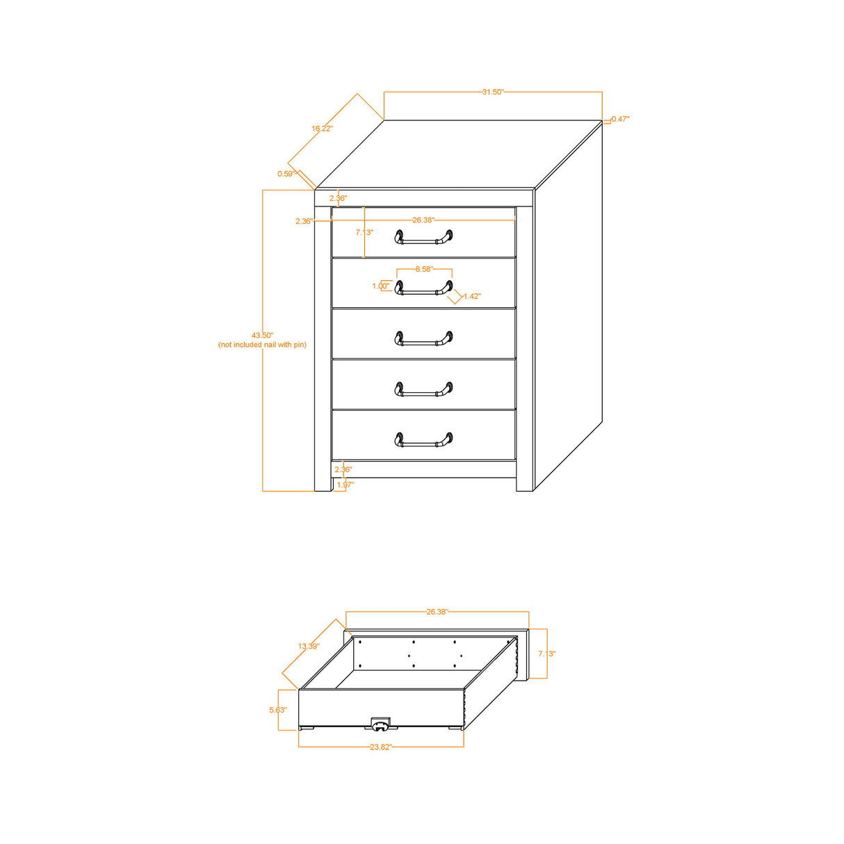 Monica - Chest With Spacious Drawers Bar Handles - Dark Oak