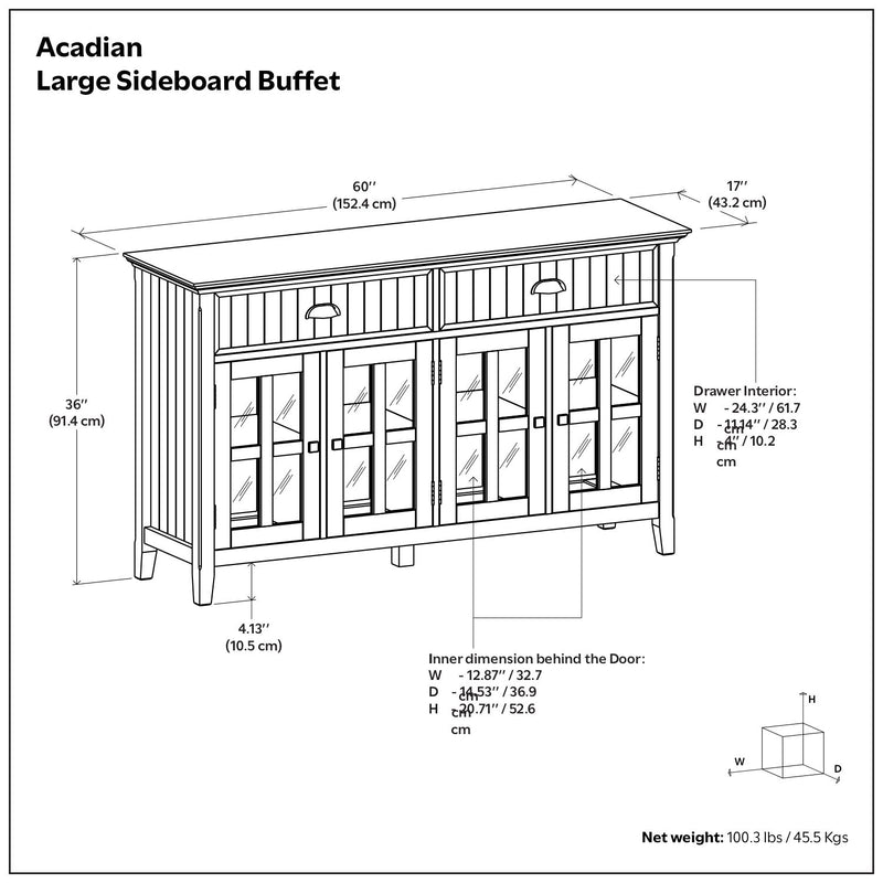 Acadian - Large Sideboard Buffet - Brown