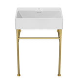 Ceramic Console Bathroom Sink With Overflow