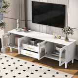 Retro TV Stand With Fluted Glass Doors