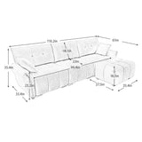 Elegant Sofa Set With Ottoman And Pillows, Textured Chenille, High Resilience Cushions