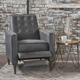 Macedonia - Mid Century Modern Button Tufted Fabric Recliner - Slate