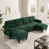 Modular Sectional Sofa With Movable Ottomans, USB Ports & Side Tables