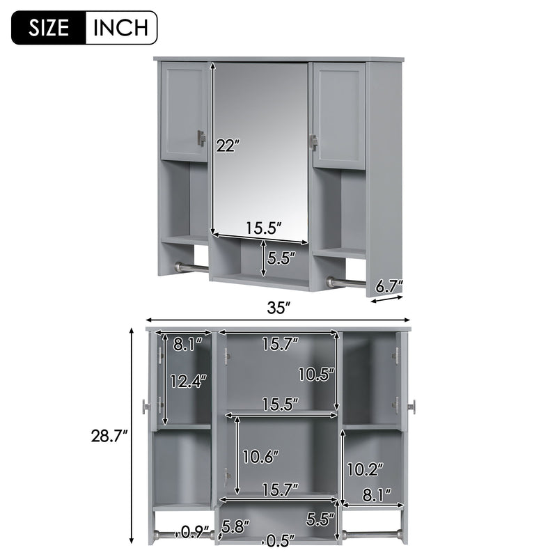 Wall Mounted Bathroom Storage Cabinet With Mirror, Medicine Cabinet With Towel Bar