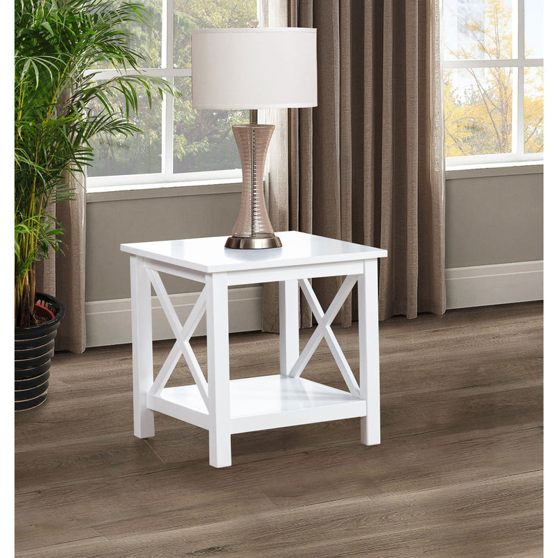 Slater - End Table With X Frame Trim - White