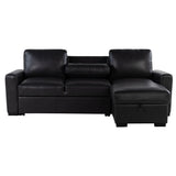 Montero - Sofa With Pull Out Bed, Drop Down Table, USB And Cup Holders, Storage Chaise - Charcoal Black