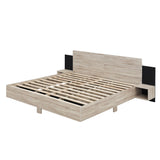 Floating Platform Bed, With LED Lights, Bedside Nightstand