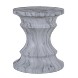 Geometric Round Outdoor End Table - Marble