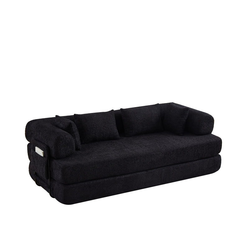 Convertible Sleeper Sofa Bed With Cylindrical Pillow