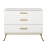 3 Drawer Dresser With Oval Handles - White / Gold