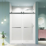 Frameless Double Sliding Soft Close Shower Door, Tempered Glass