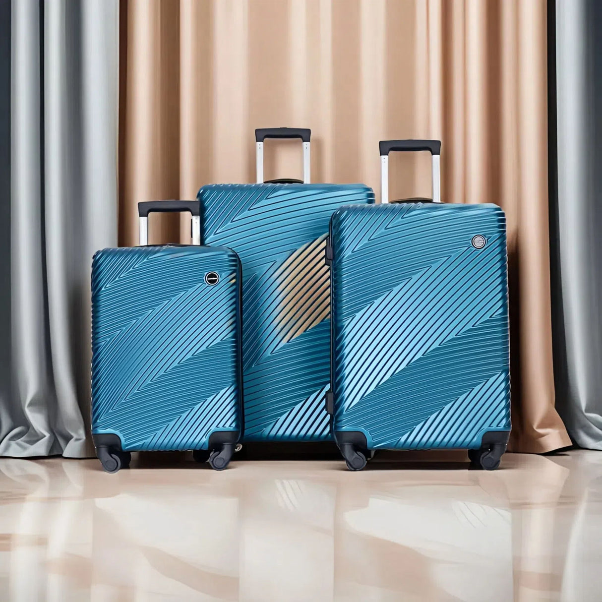 3 Piece Luggage Sets Lightweight Suitcase With Two Hooks, Spinner Wheels,
