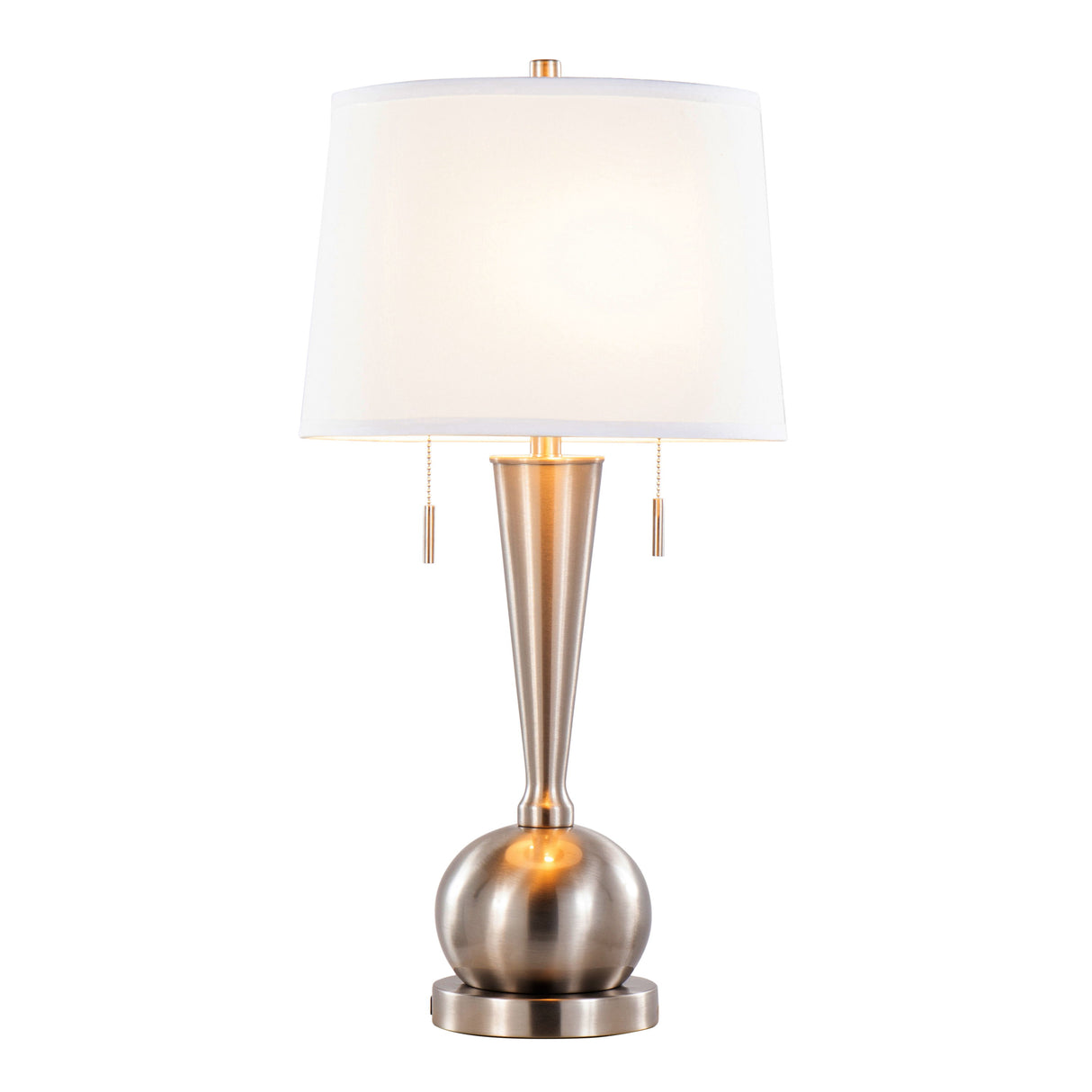 Jules - Contemporary Table Lamp Built In USB Port (Set of 2) - Nickel / White