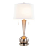 Jules - Contemporary Table Lamp Built In USB Port (Set of 2) - Nickel / White