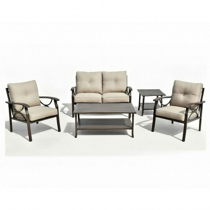 Patio Furniture Set With Coffee Table And Cushions For Backyard
