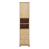 Tall Bathroom Cabinet With 1 Door, 3 Drawers, Open Storage - Wood